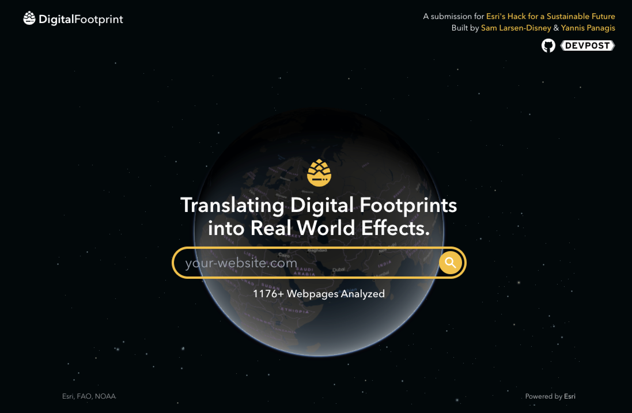 Screenshot of DigitalFootprint.earth homepage